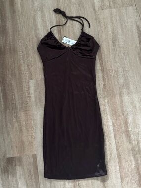 Women's Brown Halter Dress
